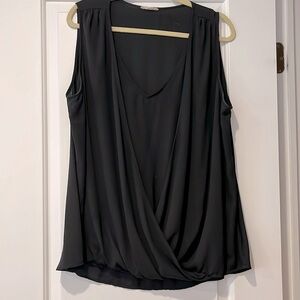 Pleione Sz 1X black dress work party top tank sleeveless blouse shirt plus size